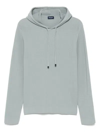Drumohr Hoodie With Ribbed Texture And Drawstring Hood In Gray