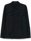 Drumohr Linen Shirt Jacket With Multiple Pockets In Blue