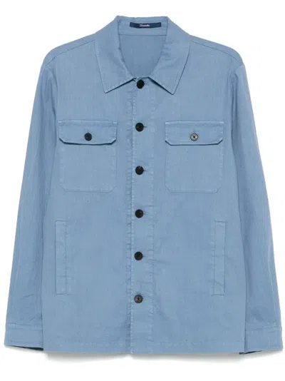 Drumohr Interlock-twill Shirt Jacket In Blue