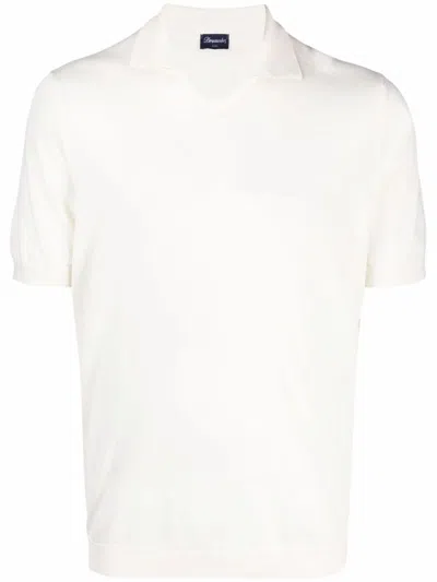 Drumohr Ivory White Cotton T-shirt