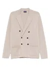 Drumohr Double-breasted Cotton Jacket With Relaxed Fit In Neutral