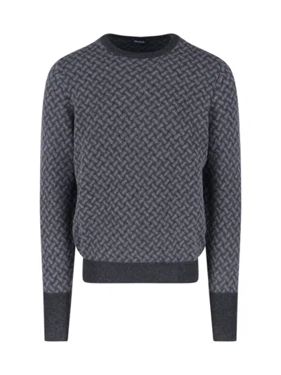 Drumohr Jacquard Cashmere Sweater - Grey In Gray