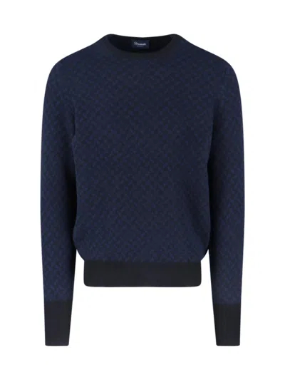 DRUMOHR DRUMOHR JACQUARD CASHMERE SWEATER – NAVY