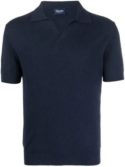 Drumohr Jersey Short-sleeved Polo Shirt In Blue