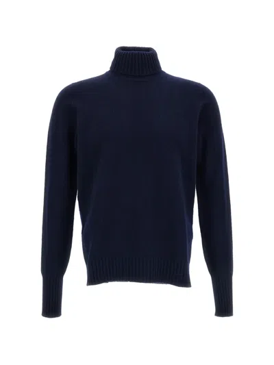 Drumohr Jersey-knit Roll-neck Sweater In Blue