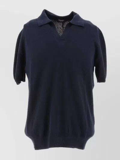 Drumohr Johnny V-neck Short Sleeve Sweater In Blue