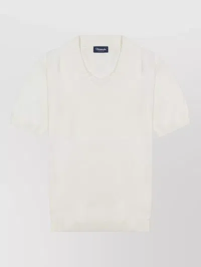 Drumohr Knit Cotton Polo Shirt Short Sleeves In White