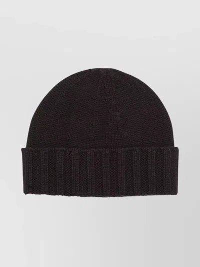 Drumohr Knit Design Ribbed Cuff Hat Collection In Black