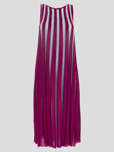 Drumohr Knit Stripes Dress In Purple