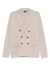 Drumohr Double-breasted Cotton Jacket With Relaxed Fit In Neutral