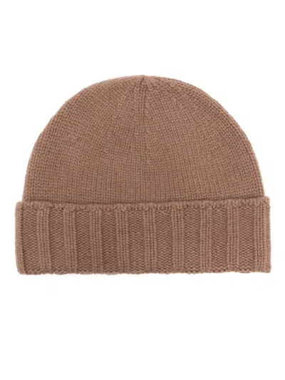 Drumohr Knitted Cashmere Beanie In Brown