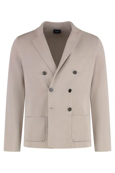 Drumohr Knitted Cotton Blazer In Neutral