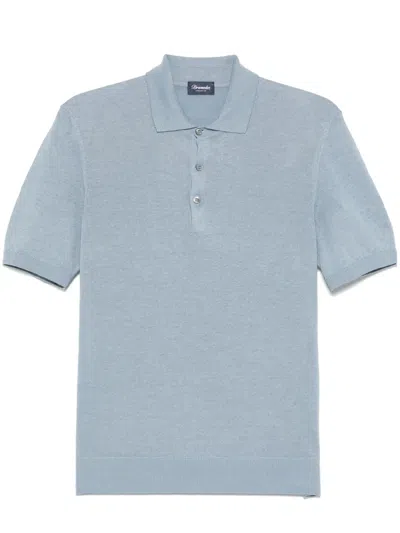 Drumohr Knitted Polo Shirt In Blue