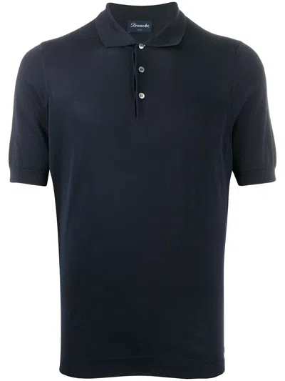 Drumohr Knitted Polo With Buttons In Blue