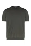 Drumohr Short Sleeve V-neck Polo In Green