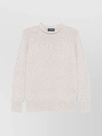 Drumohr Lambswool Crew Neck Sweater With Marl Knit In White