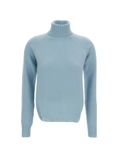 Drumohr Lambswool Crewneck Sweater For Women In Blue