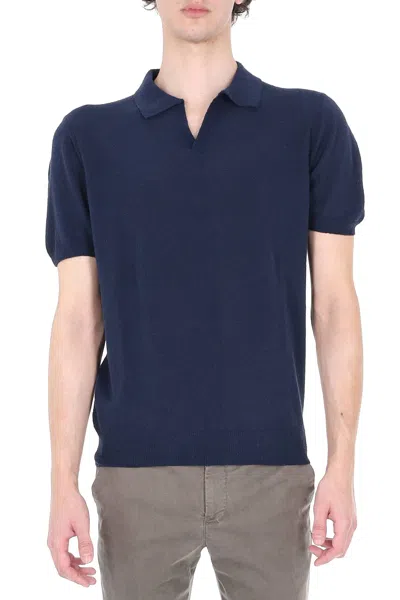 Drumohr Light Cotton Toweling Polo Shirt In Blue