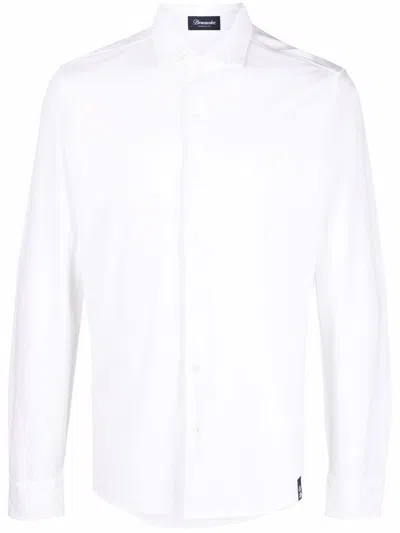 Drumohr Fitted Long-sleeved Shirt In White