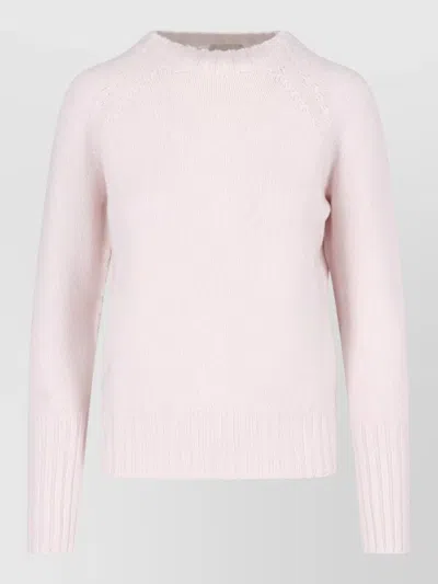 Drumohr Lightweight Crew Neck Knit Long Sleeve Sweater In Pink