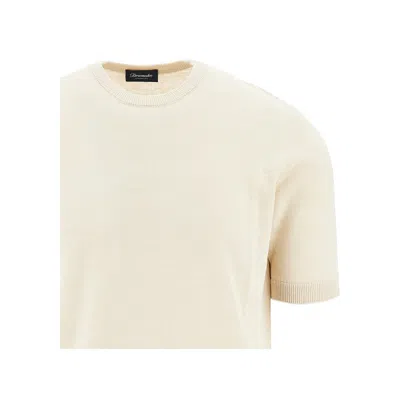 Drumohr Linen-blend Knitted T-shirt In Beige