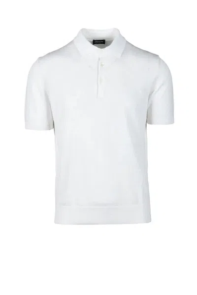 Drumohr Linen Cotton Knit Polo - White