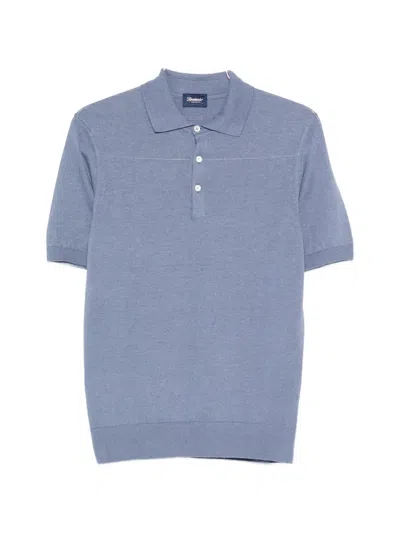 Drumohr Linen Polo Shirt In Blue