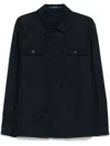 Drumohr Linen Shirt Jacket With Multiple Pockets In Blue