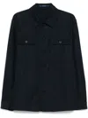 Drumohr Linen Shirt Jacket With Multiple Pockets In Blue