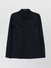 Drumohr Linen Shirt Jacket With Multiple Pockets In Blue