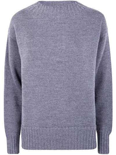Drumohr Long Sleeve Crew Neck Aweater In Blue