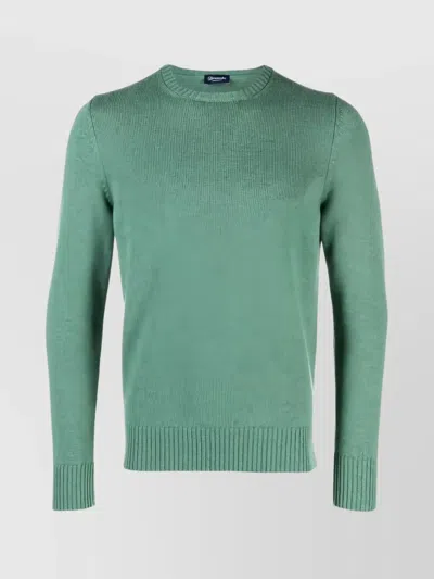 Drumohr Long Sleeve Crew Neck Knit Top In Green