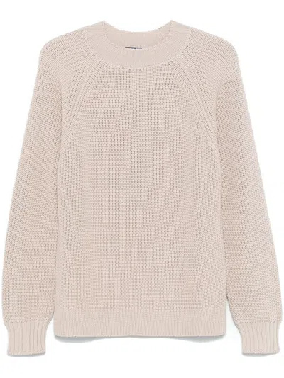 Drumohr Textured Knit Long Sleeve Crew-neck Sweater In Pink
