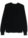 Drumohr Textured Knit Long Sleeve Crew-neck Sweater In Black