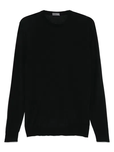 Drumohr Long Sleeve Crew Neck Sweater In Black