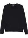 Drumohr Textured Knit Long Sleeve Crew-neck Sweater In Blue