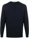 Drumohr Crew Neck Cotton Jumper In Blue