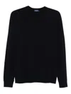 Drumohr Ultimate Cashmere Long Sleeve Crew-neck Sweater In Black