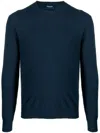 Drumohr Fitted Long Sleeve Crew-neck Sweater In Blue