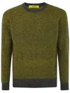 Drumohr Crew Neck Sweater Two-tone Design In Green