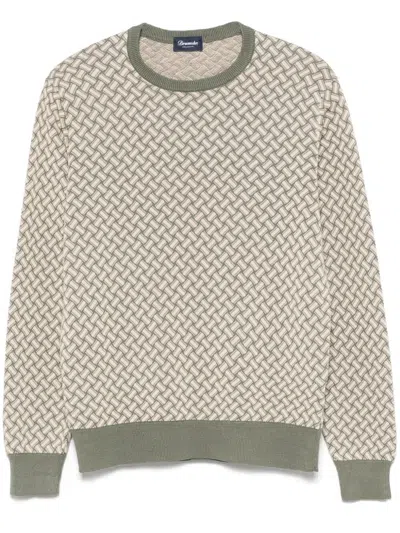 Drumohr Long Sleeve Crew-neck Sweater In Green