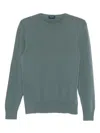 Drumohr Cashmere Crew-neck Sweater With Ribbed Details In Green