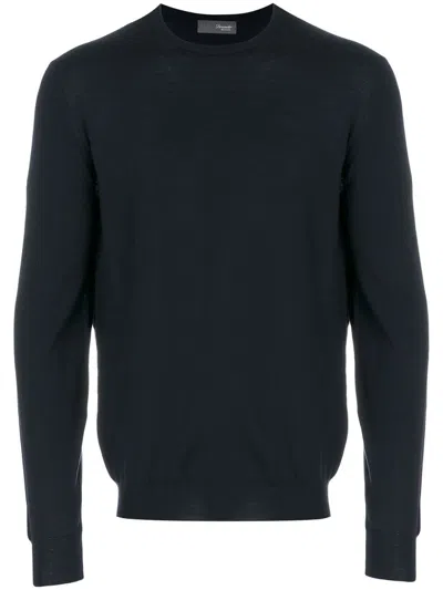 Drumohr Long Sleeve Crew Neck Sweater In Blue