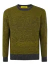 Drumohr Crew Neck Sweater Two-tone Design In Green