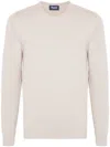 Drumohr Ribbed Texture Long Sleeve Crew-neck Sweater In Sand