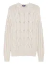Drumohr Textured Cable Knit Cashmere Sweater In Neutral