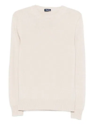 Drumohr Long Sleeve Crew-neck Sweater In White