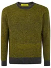 Drumohr Crew Neck Sweater Two-tone Design In Green