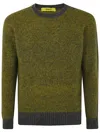 Drumohr Crew Neck Sweater Two-tone Design In Green