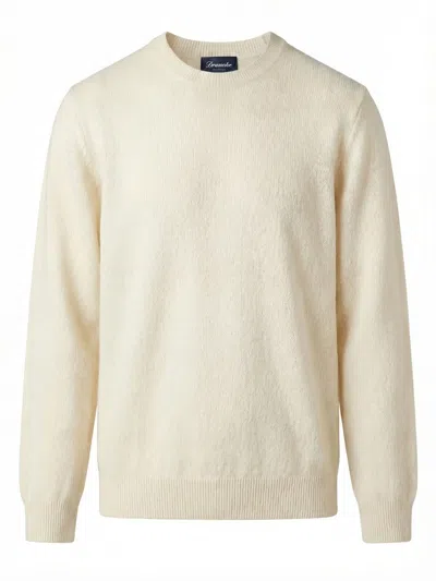Drumohr Long Sleeve Crew-neck Logo Sweater In Neutral